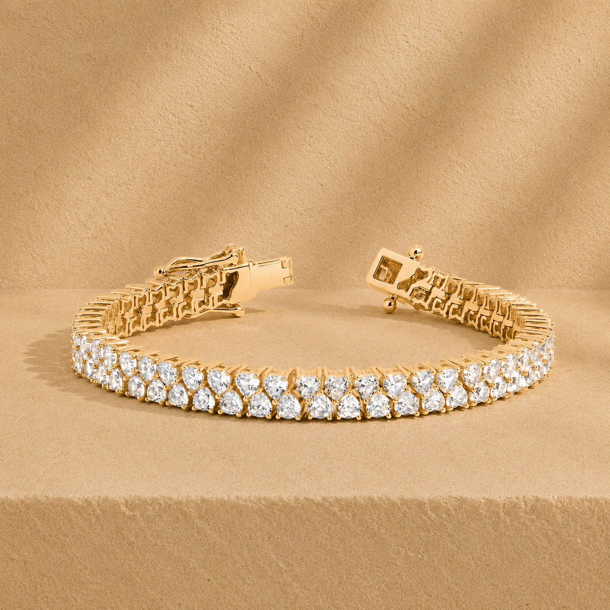 Heart Shape Two Row Lab Grown Diamond Tennis Bracelet