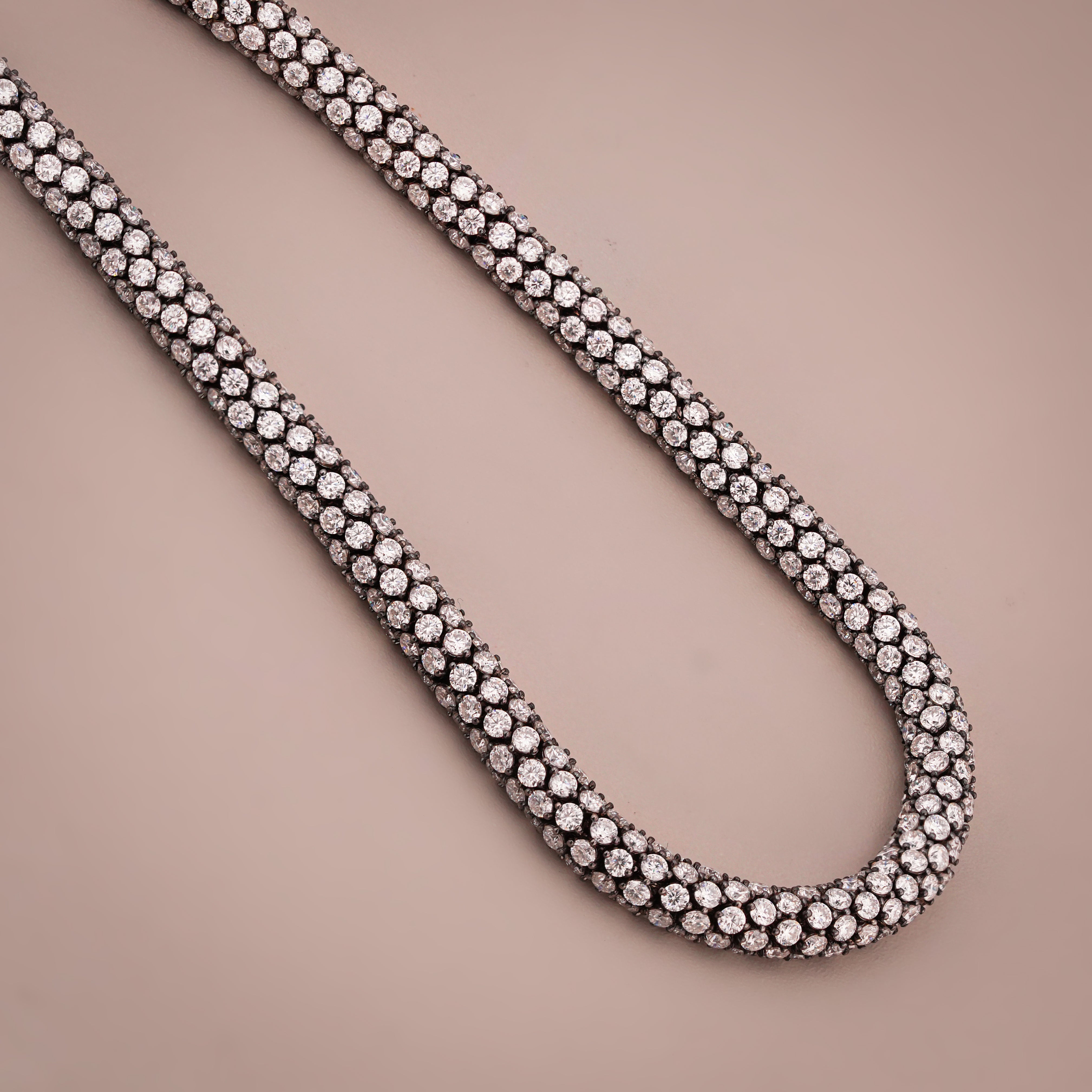Blackened White & Yellow Round Lab Grown Diamond Tempest Necklace