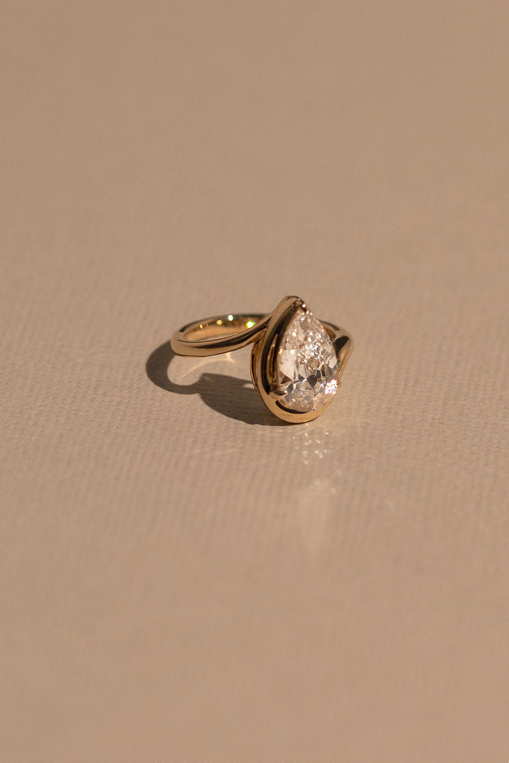 2.0CT Half Bezel Set Pear Lab Grown Diamond Bypass Engagement Ring