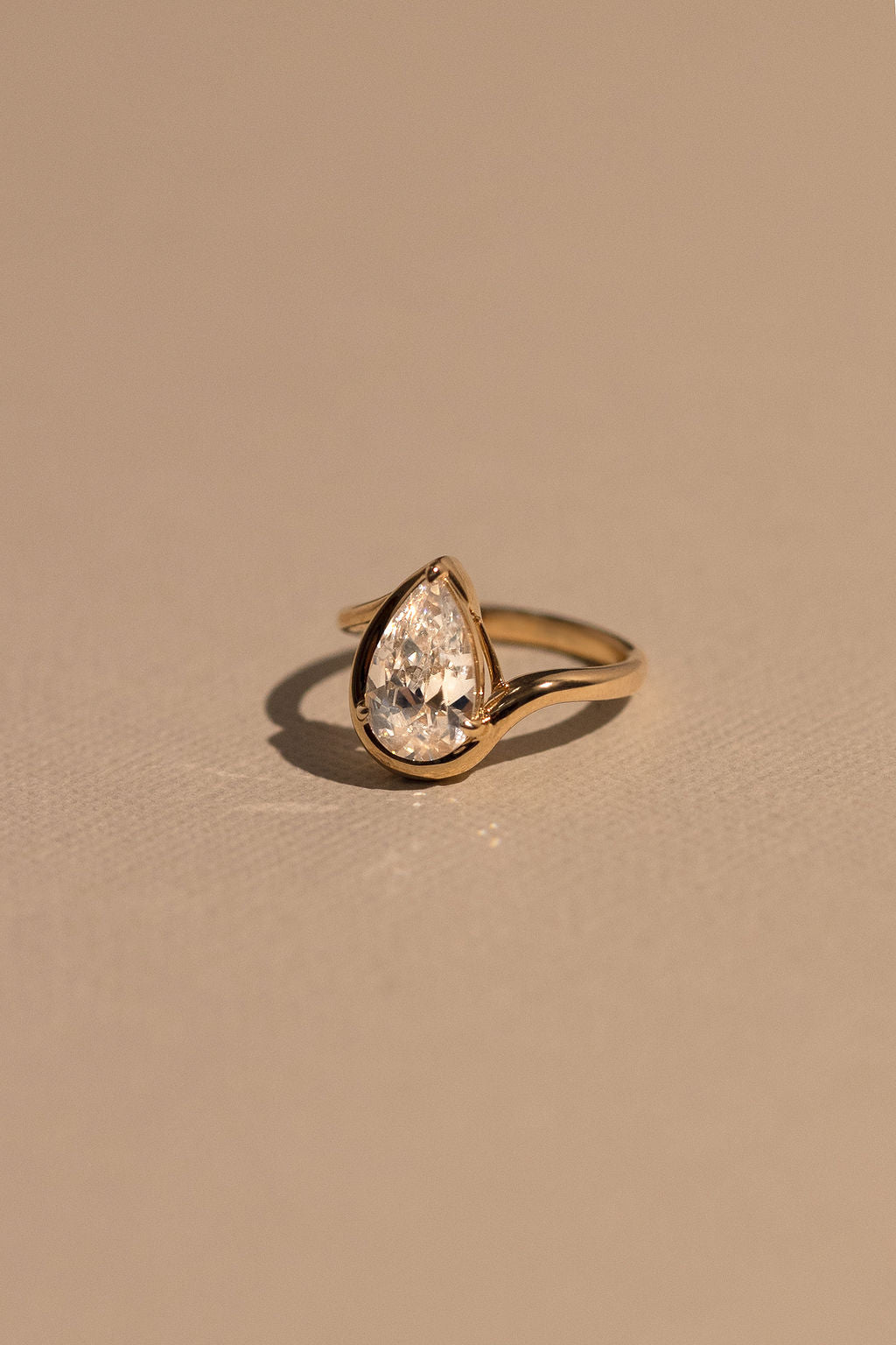 2.0CT Half Bezel Set Pear Lab Grown Diamond Bypass Engagement Ring
