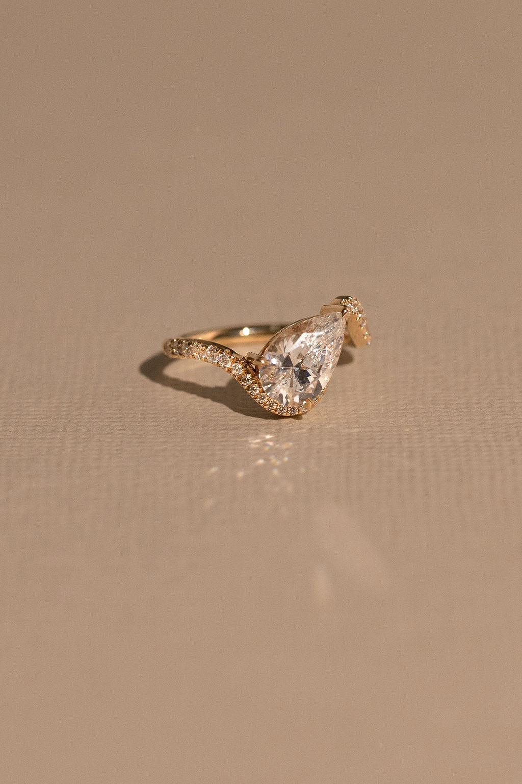 2.0CT East West Pear Lab Grown Diamond Twist Pave Unique Engagement Ring