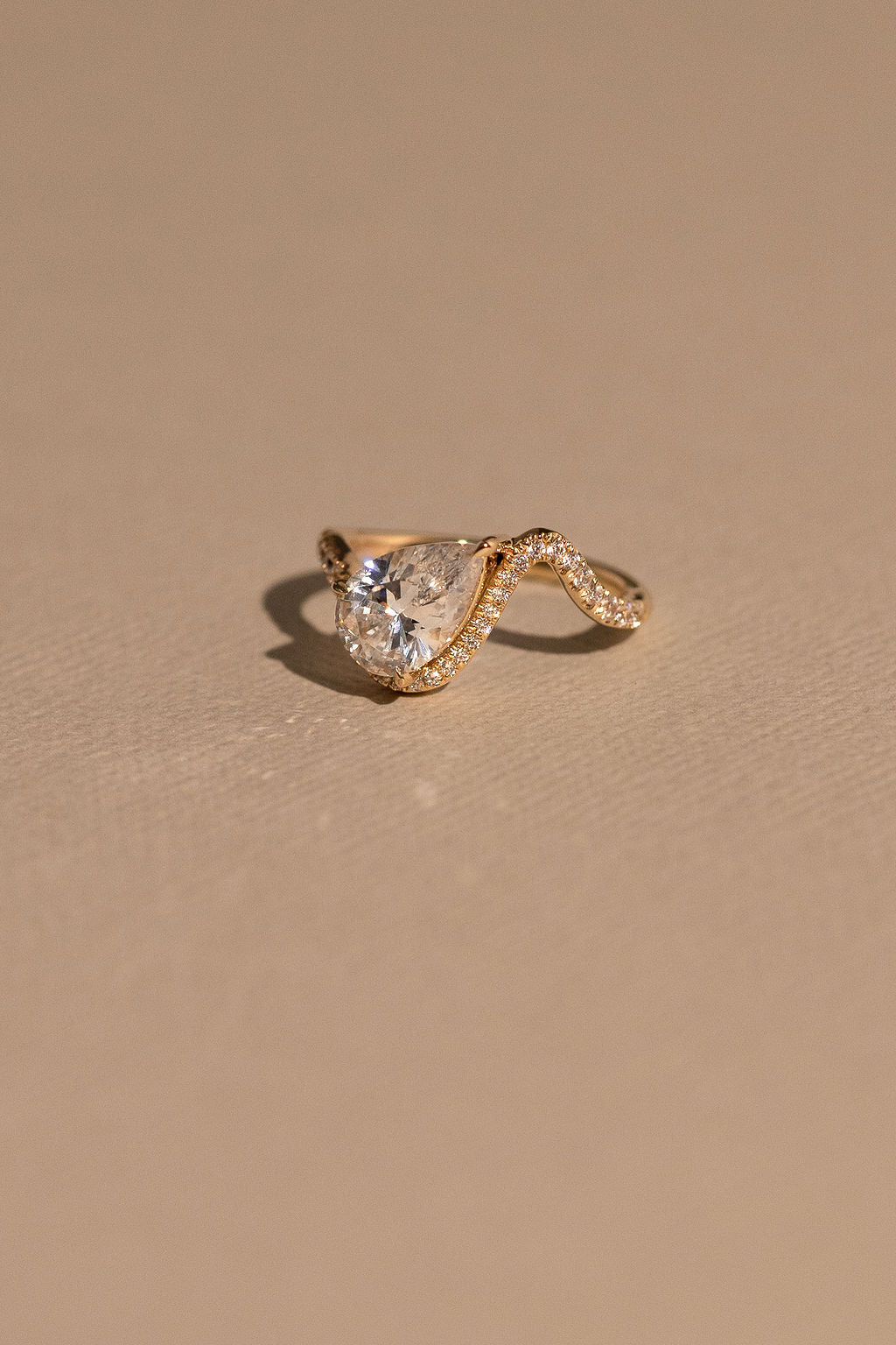 2.0CT East West Pear Lab Grown Diamond Twist Pave Unique Engagement Ring