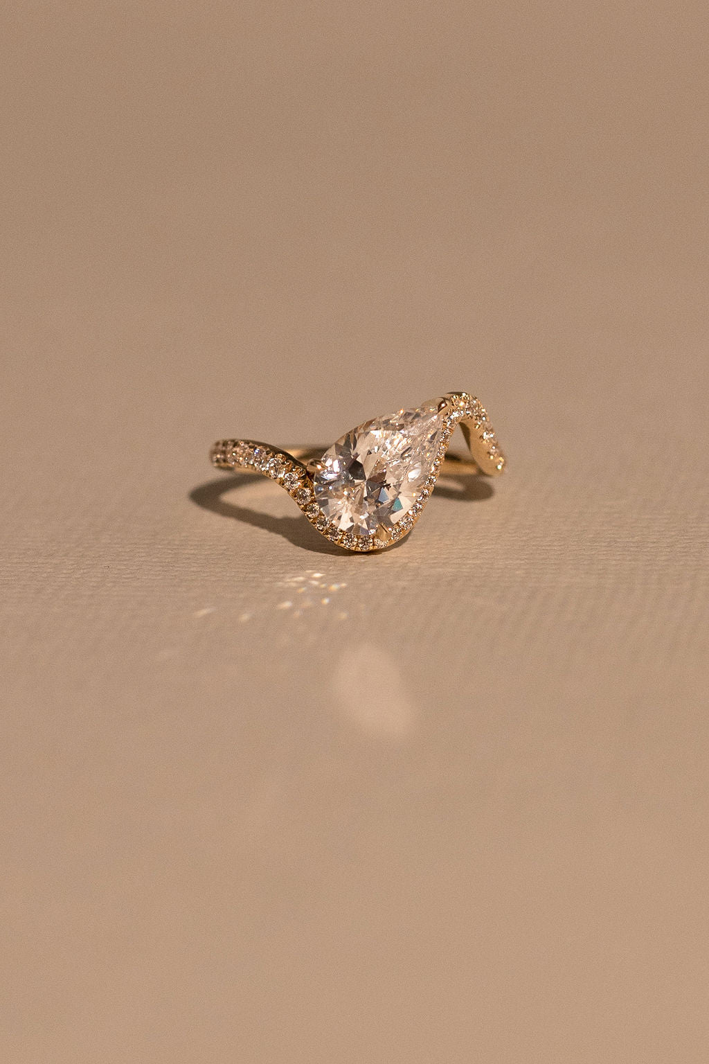 2.0CT East West Pear Lab Grown Diamond Twist Pave Unique Engagement Ring