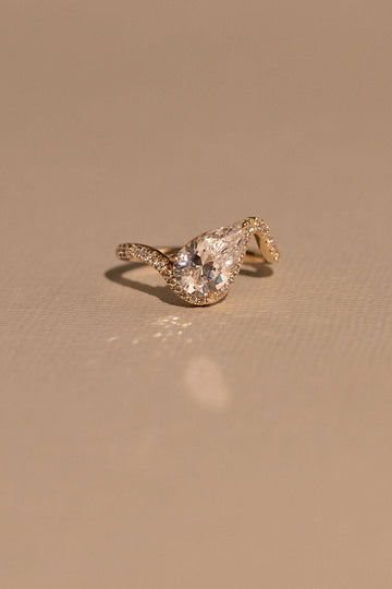 2.0CT East West Pear Lab Grown Diamond Twist Pave Unique Engagement Ring