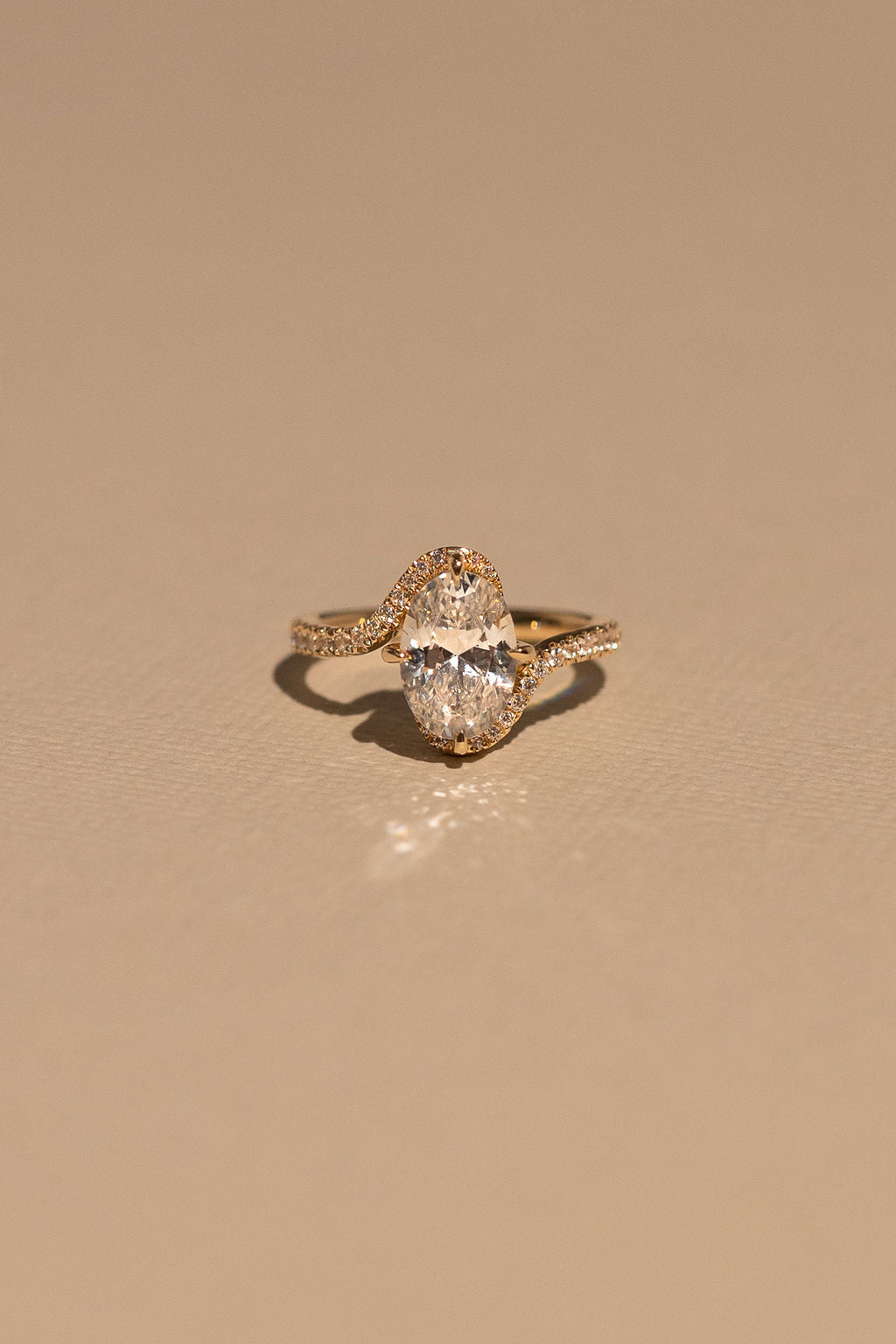 2.0CT Oval Lab Grown Diamond Pave Bypass Engagement Ring