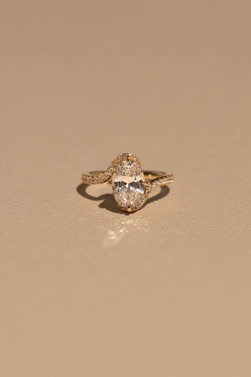 2.0CT Oval Lab Grown Diamond Pave Bypass Engagement Ring