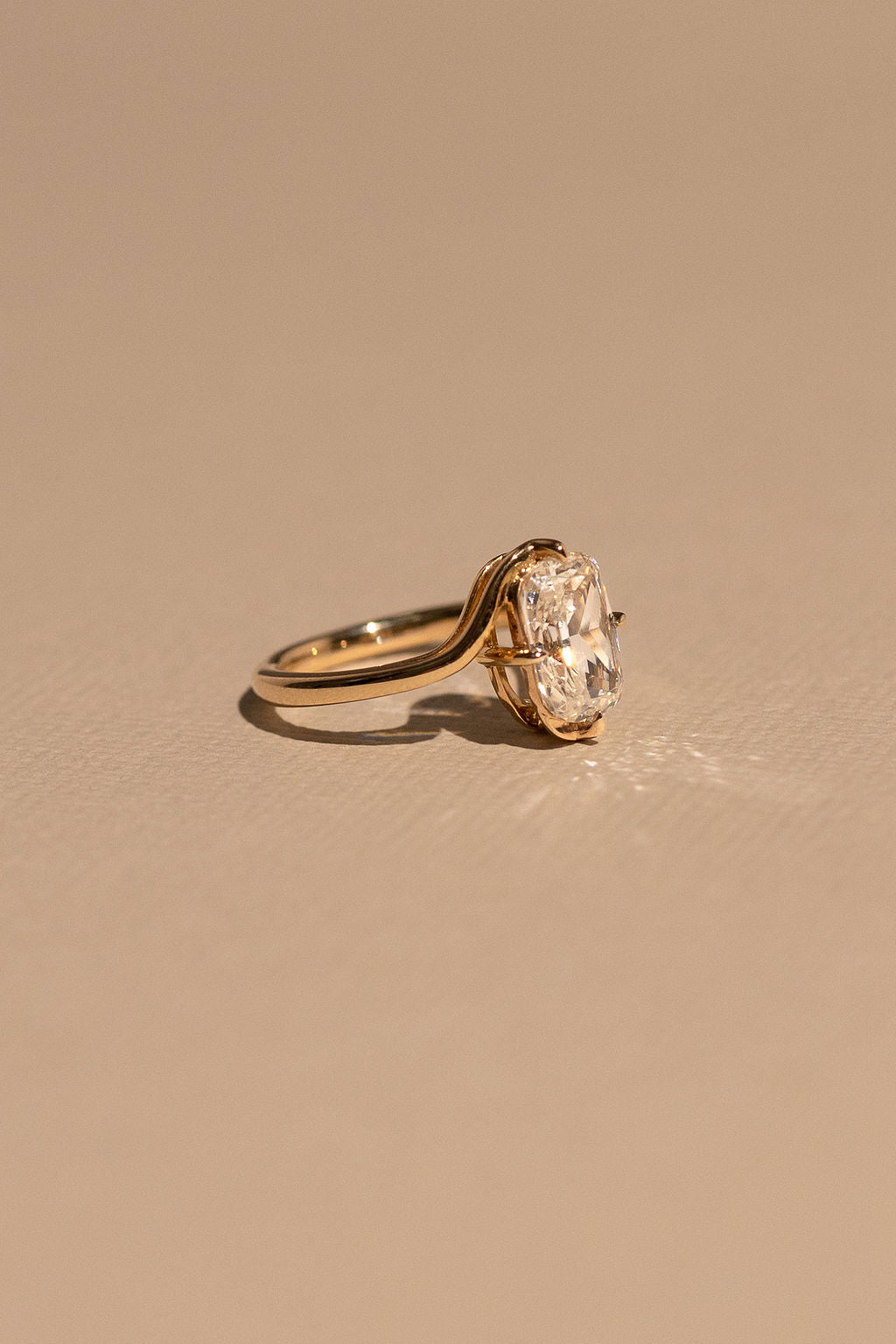 2.0CT Old Mine Cut Elongated Cushion Lab Grown Diamond Bypass Engagement Ring