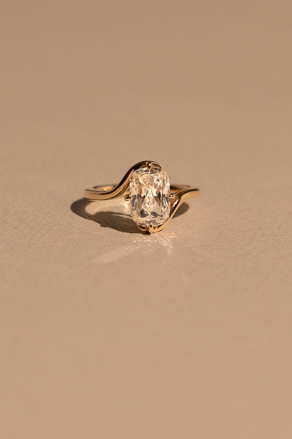 2.0CT Old Mine Cut Elongated Cushion Lab Grown Diamond Bypass Engagement Ring