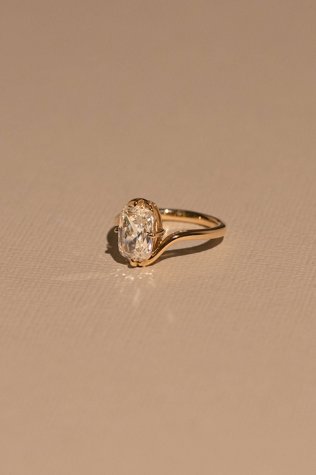2.0CT Old Mine Cut Elongated Cushion Lab Grown Diamond Bypass Engagement Ring