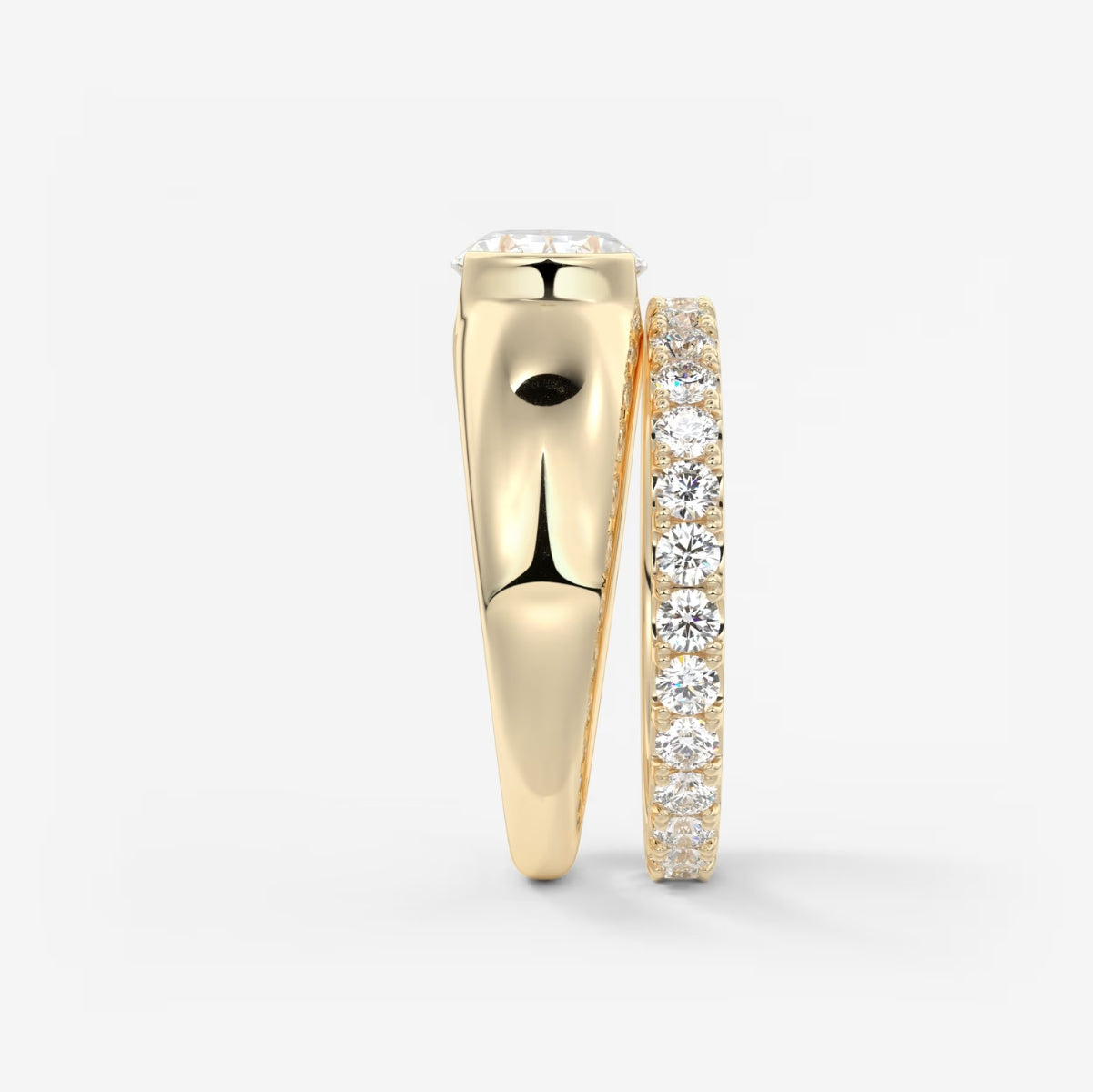 2.0CT Half Bezel Set East West Oval Lab Grown Diamond Chunky Signet Ring