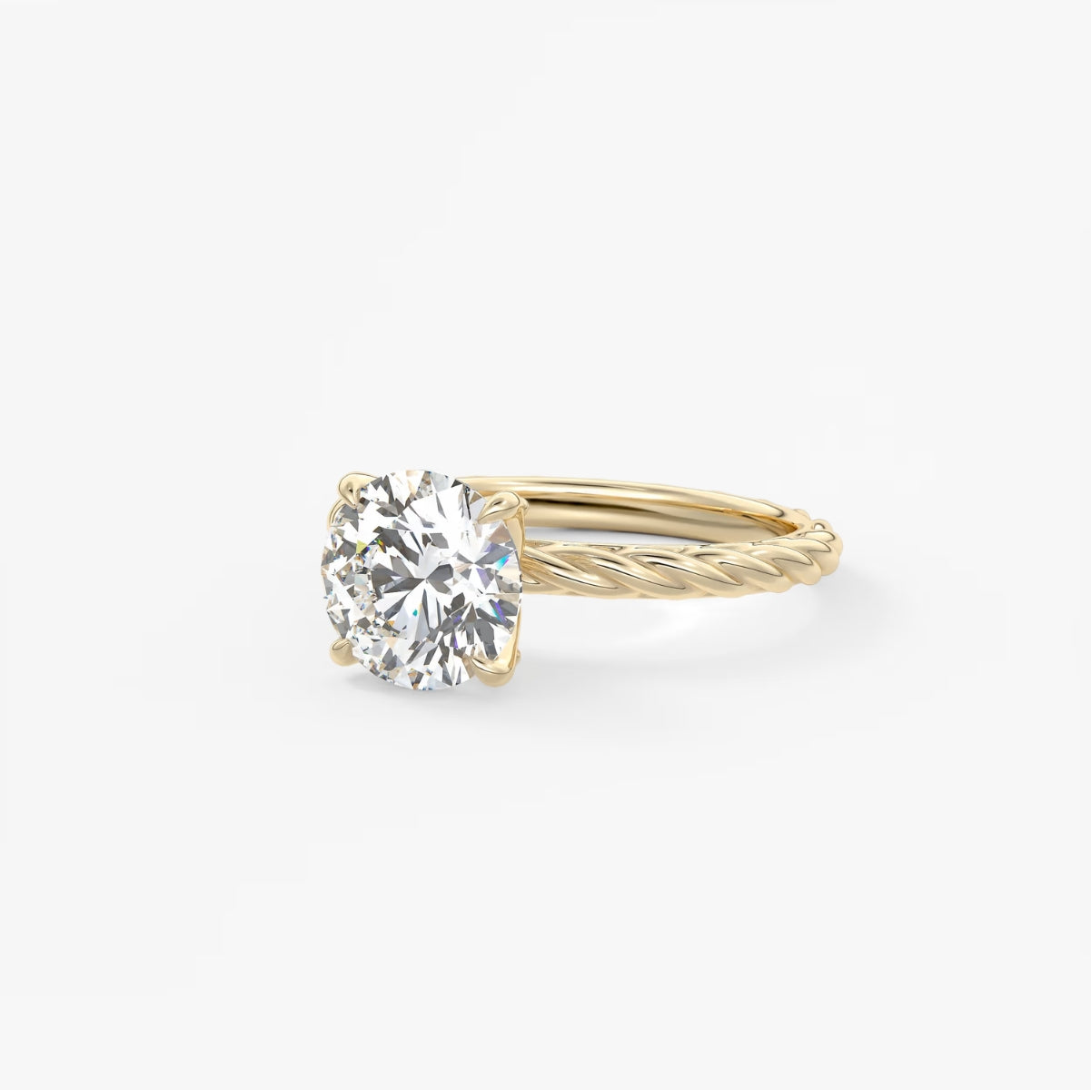 2.0CT Round Cut Lab Grown Diamond Twisted Braided Engagement Ring