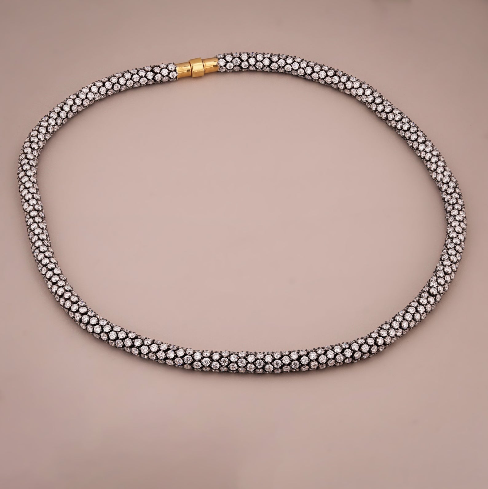 Blackened White & Yellow Round Lab Grown Diamond Tempest Necklace