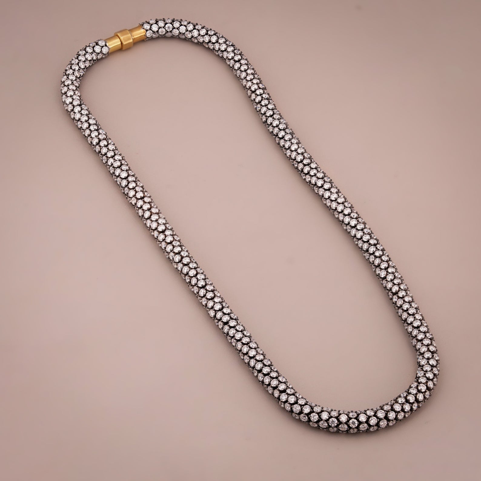 Blackened White & Yellow Round Lab Grown Diamond Tempest Necklace
