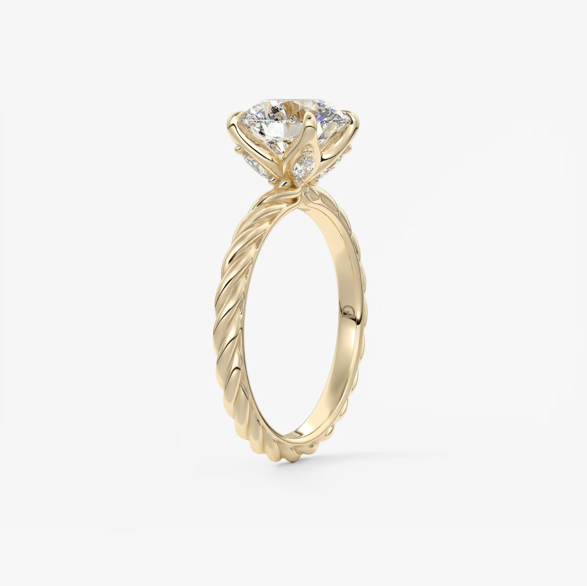 2.0CT Round Cut Lab Grown Diamond Twisted Braided Engagement Ring