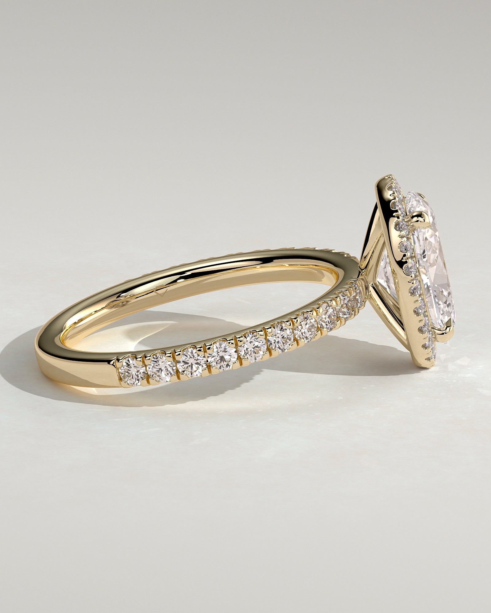 2.0CT Oval Lab Grown Diamond Halo Pave Engagement Ring