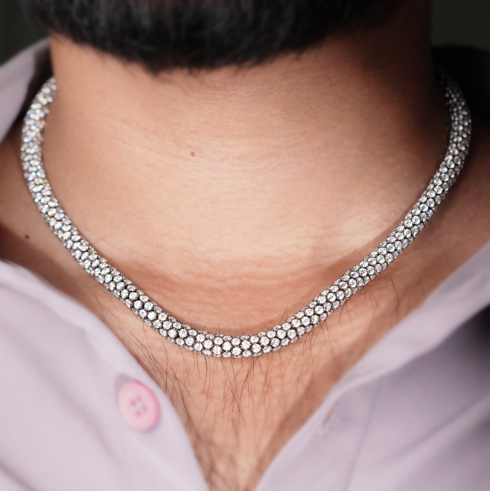 Blackened White & Yellow Round Lab Grown Diamond Tempest Necklace