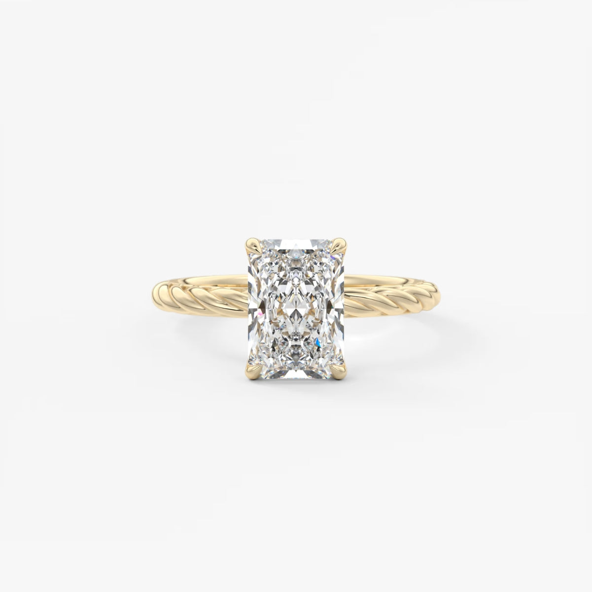 2.0CT Radiant Cut Lab Grown Diamond Twisted Braided Engagement Ring