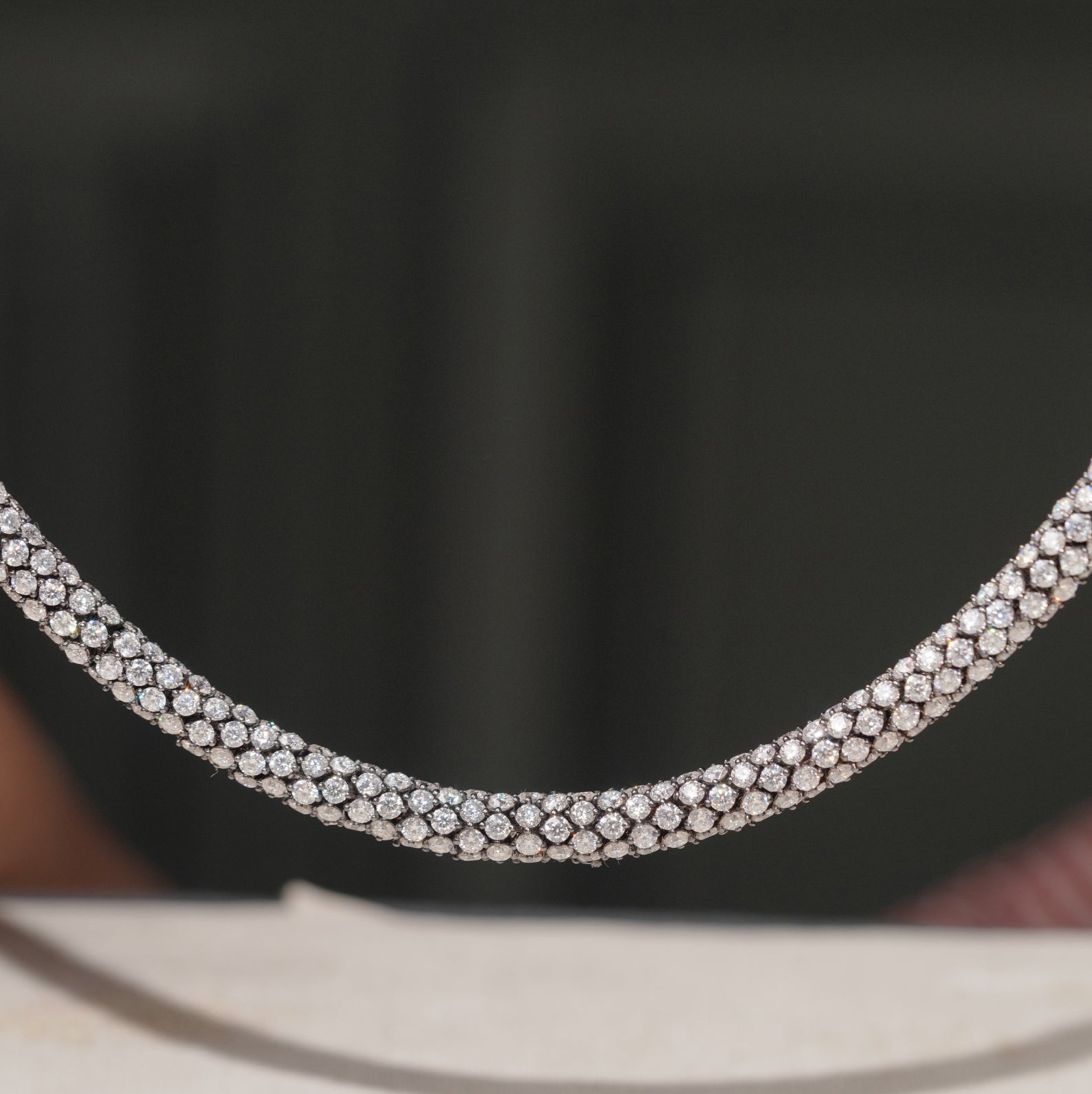 Blackened White & Yellow Round Lab Grown Diamond Tempest Necklace