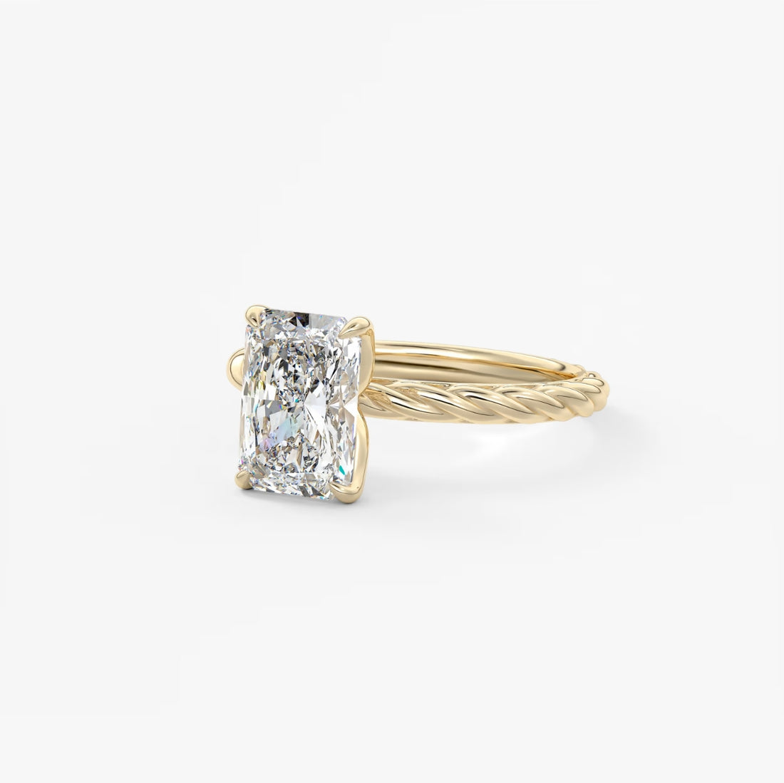 2.0CT Radiant Cut Lab Grown Diamond Twisted Braided Engagement Ring