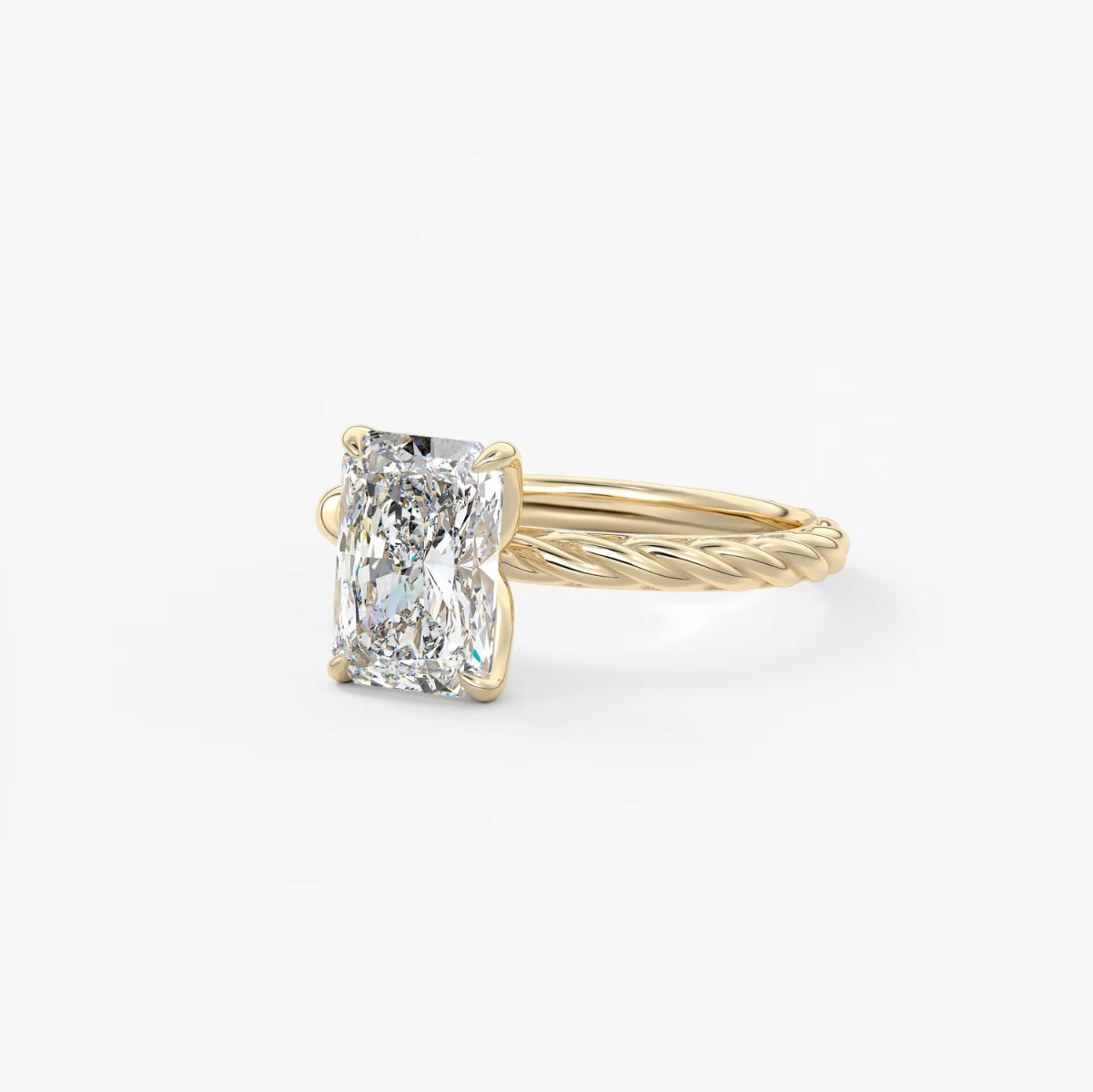 2.0CT Radiant Cut Lab Grown Diamond Twisted Braided Engagement Ring