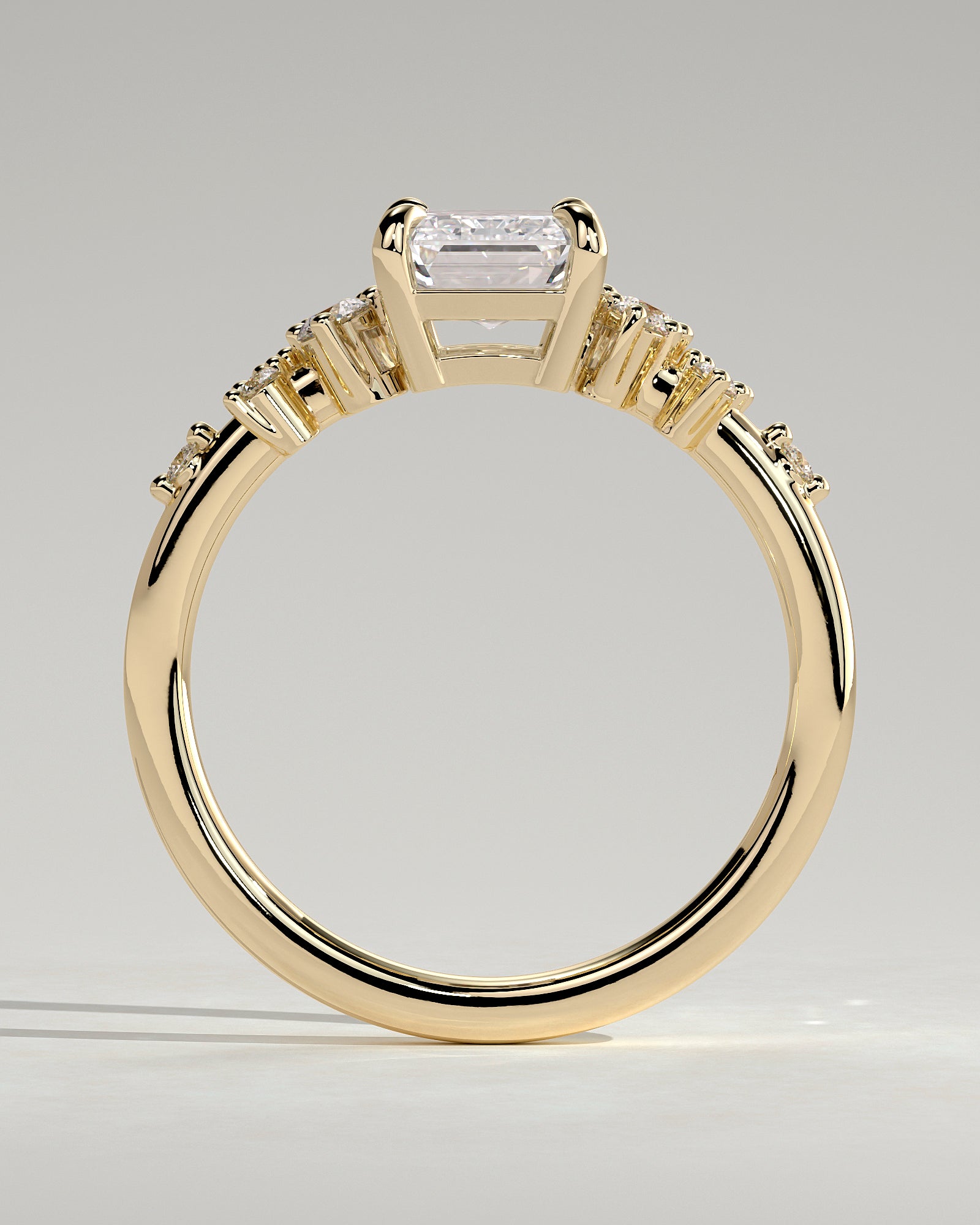 2.0CT Emerald Cut Lab Grown Diamond Cluster Engagement Ring