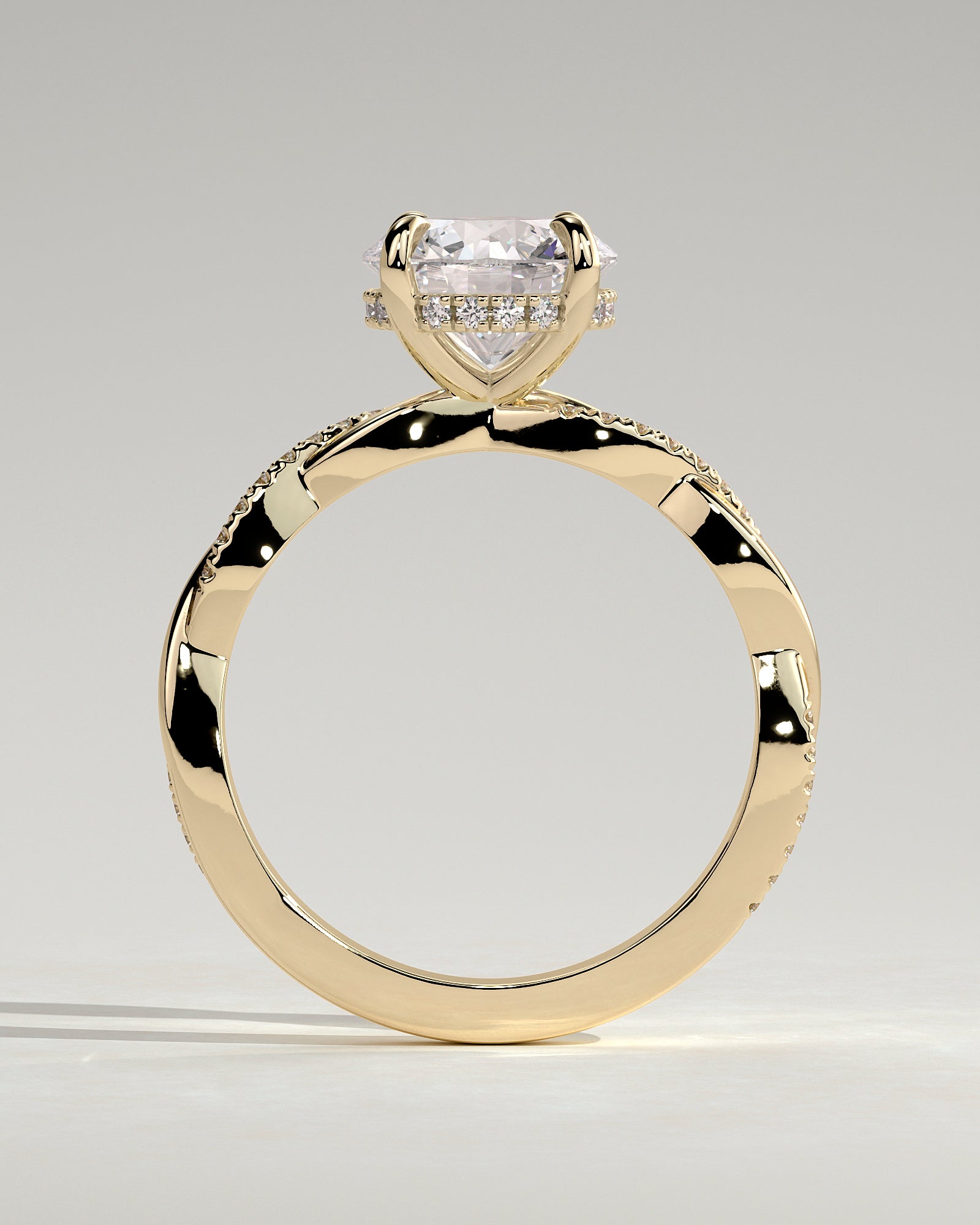 2.0CT Round Lab Grown Diamond Hidden Halo Twisted Pave Engagement Ring