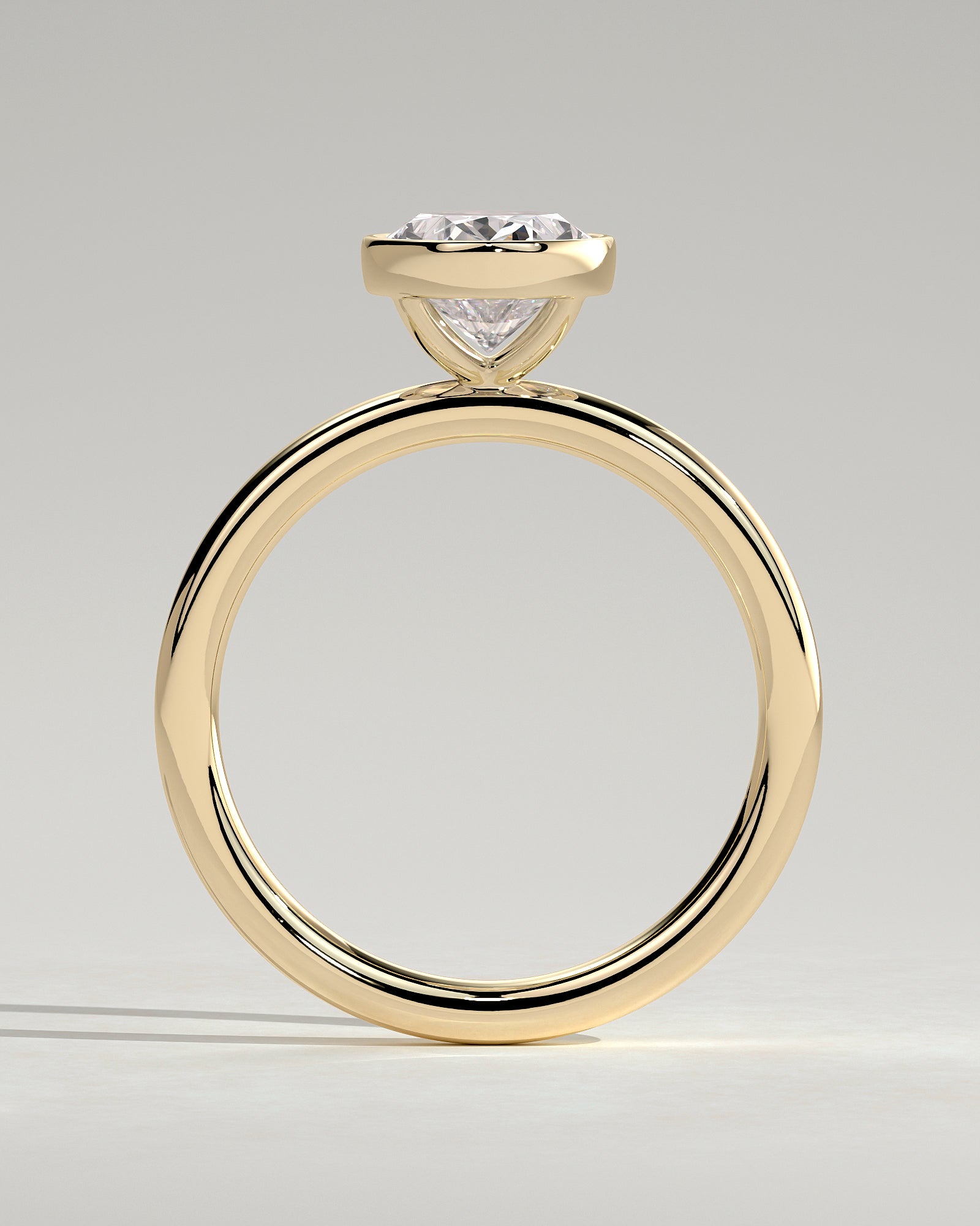 2.0CT Bezel Set Oval Lab Grown Diamond Solitaire Engagement Ring