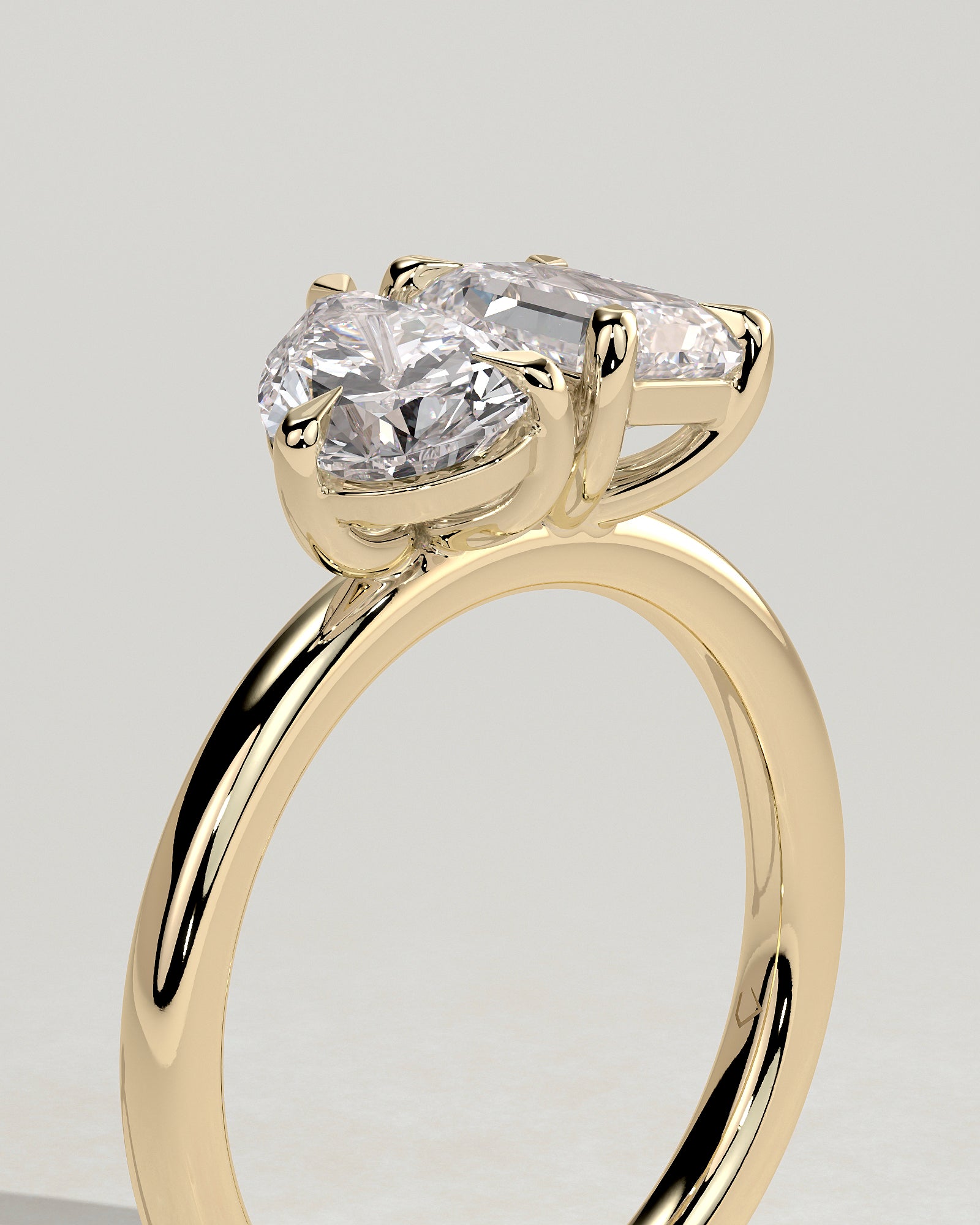 1.50CT Pear & 1.80CT Emerald Lab Grown Diamond Toi et Moi Engagement Ring