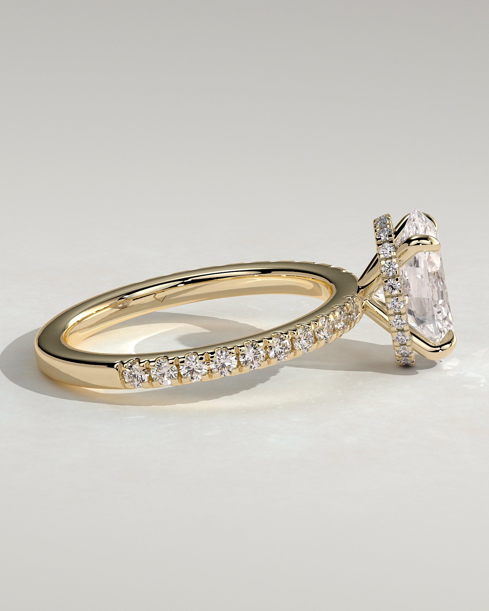 2.0CT Oval Lab Grown Diamond Hidden Halo Pave Engagement Ring