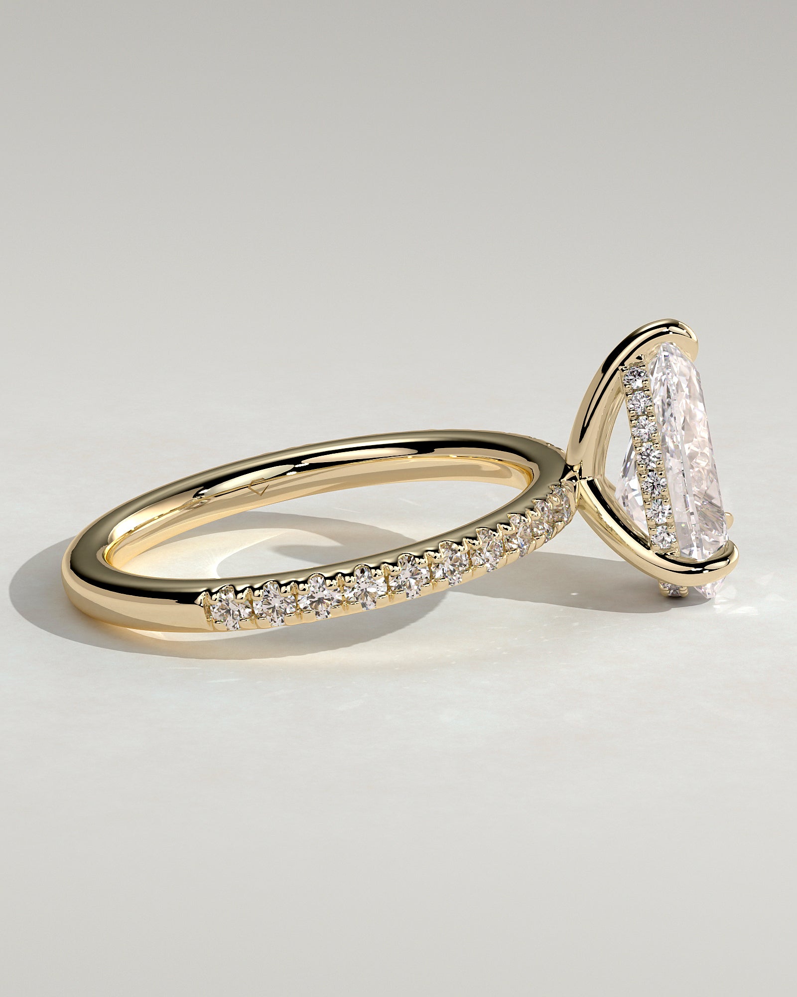 2.0CT Pear Lab Grown Diamond Hidden Halo Pave Engagement Ring