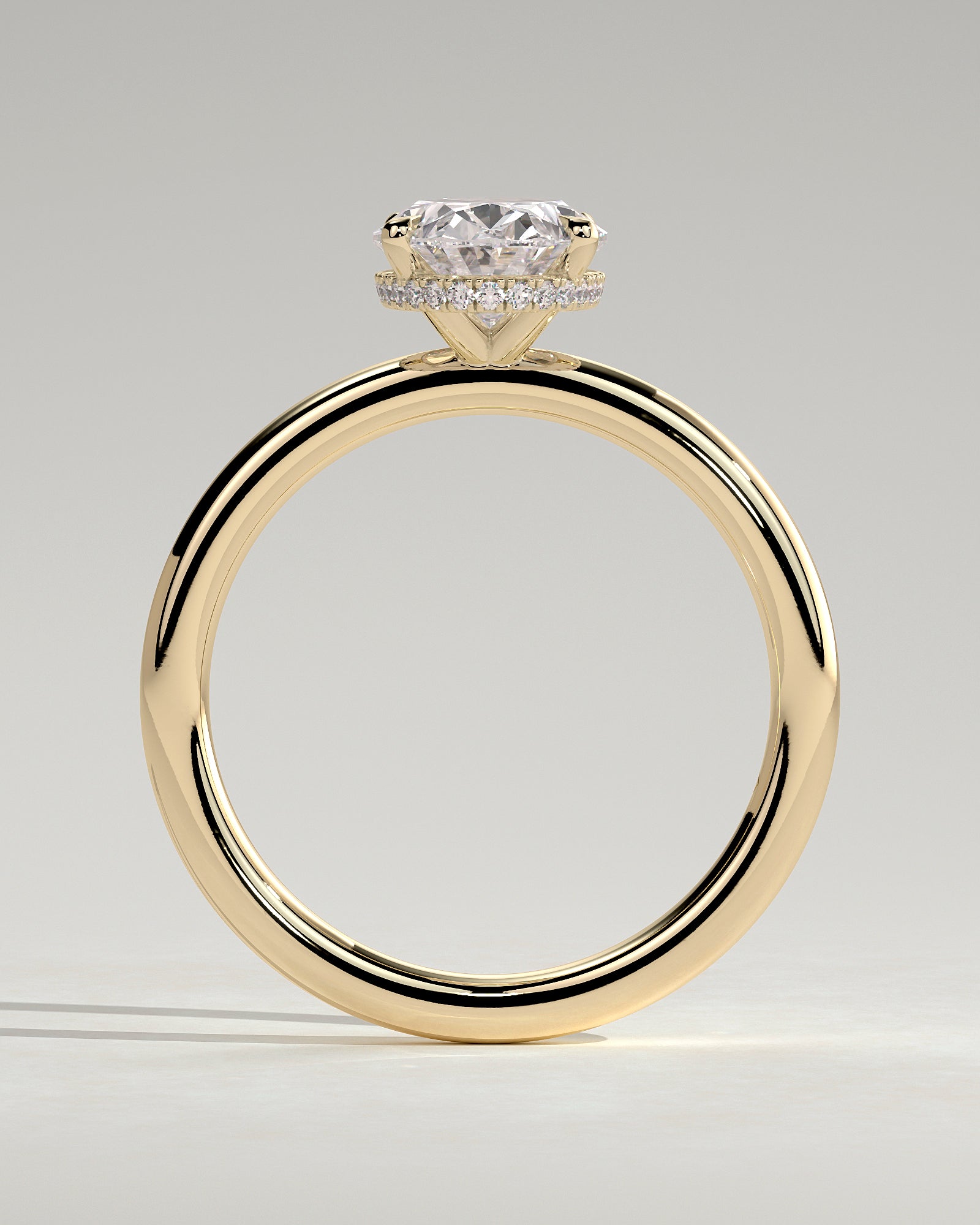 2.0CT Oval Lab Grown Diamond Hidden Halo Solitaire Engagement Ring