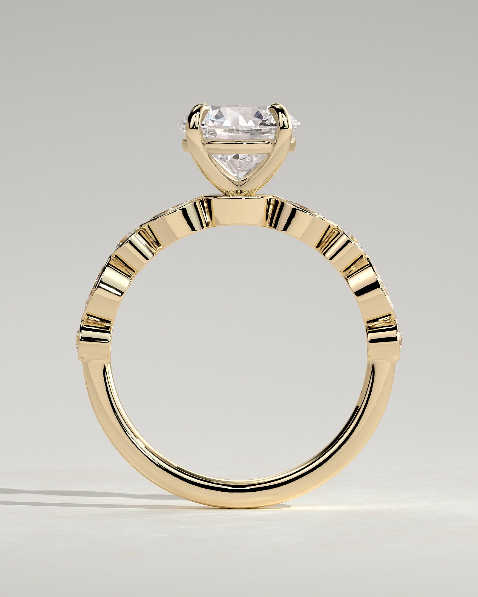 2.0CT Round Lab Grown Diamond Bezel Pave Band Engagement Ring