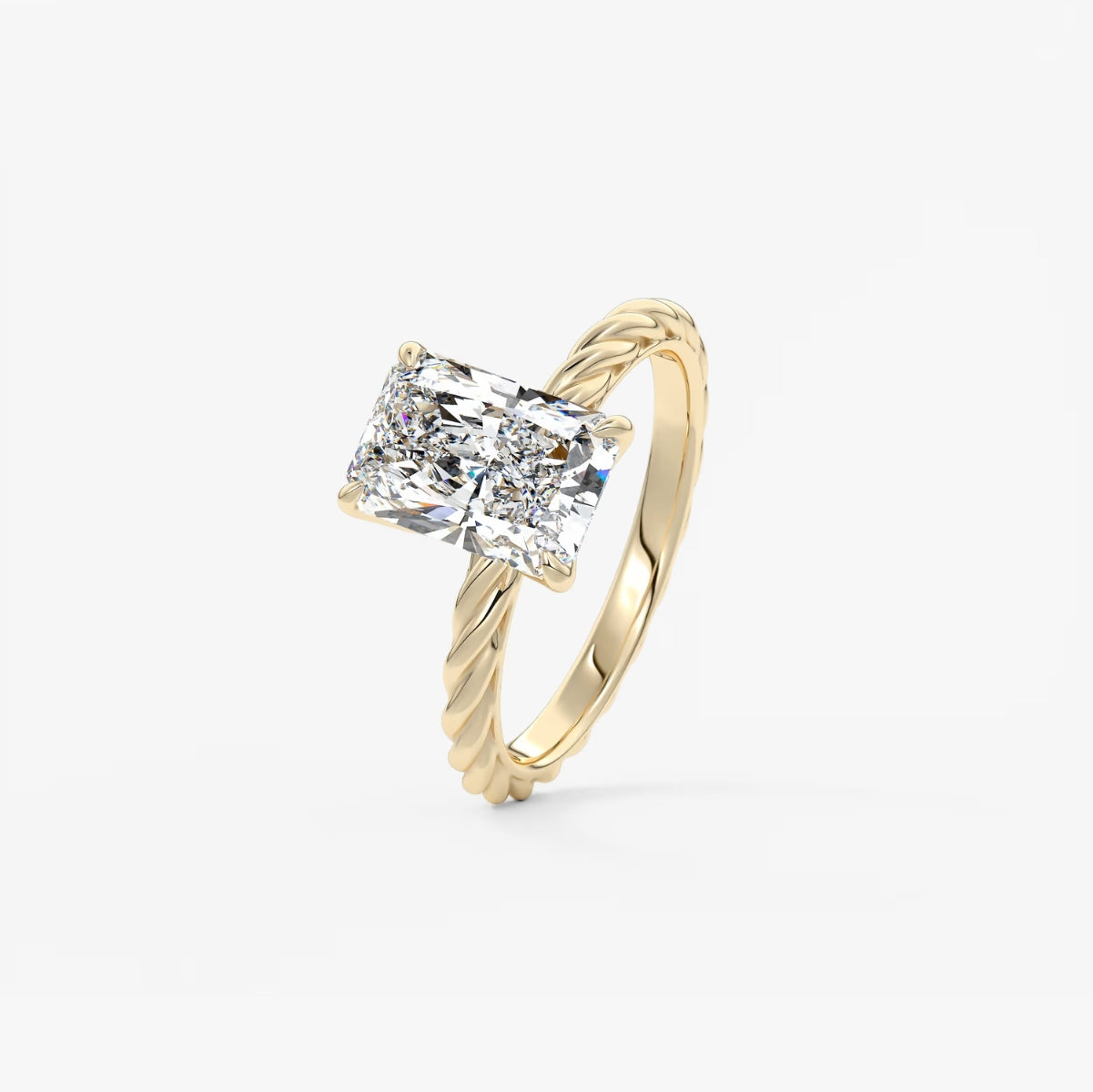 2.0CT Radiant Cut Lab Grown Diamond Twisted Braided Engagement Ring