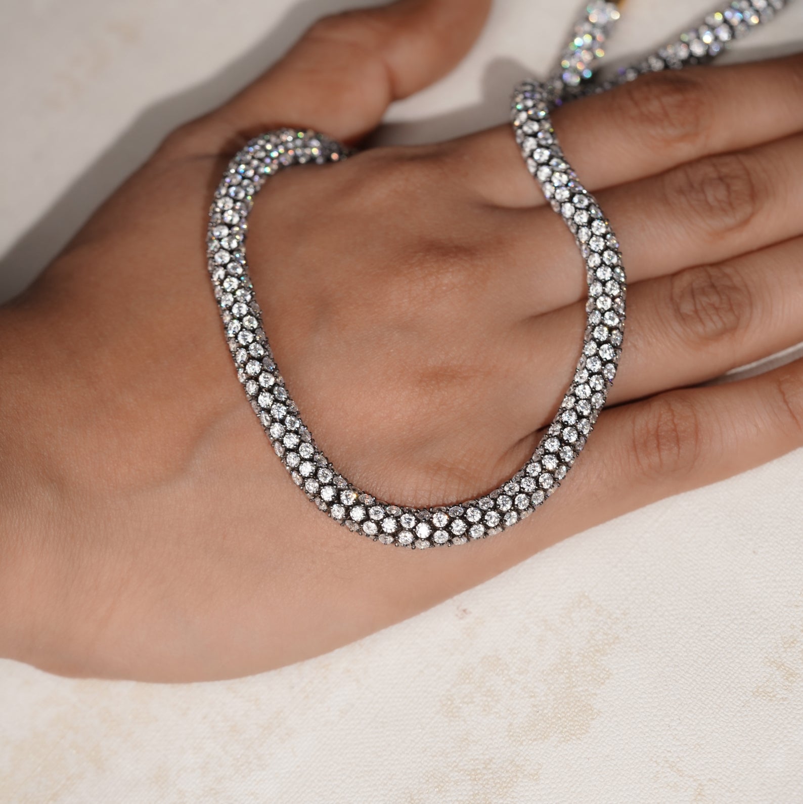 Blackened White & Yellow Round Lab Grown Diamond Tempest Necklace