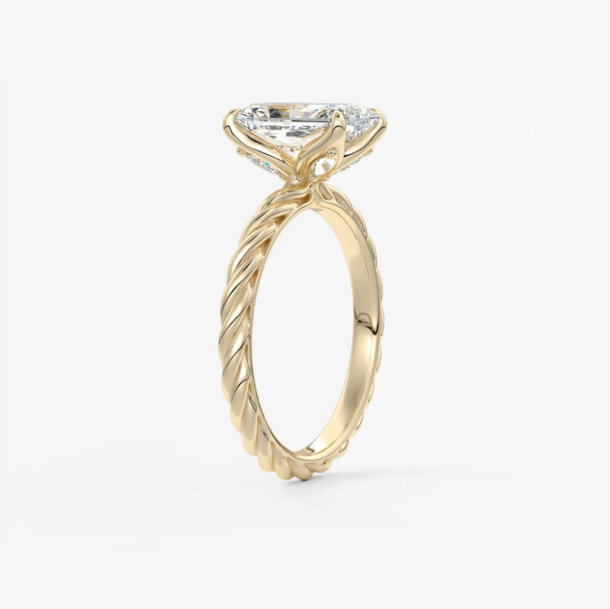 2.0CT Radiant Cut Lab Grown Diamond Twisted Braided Engagement Ring