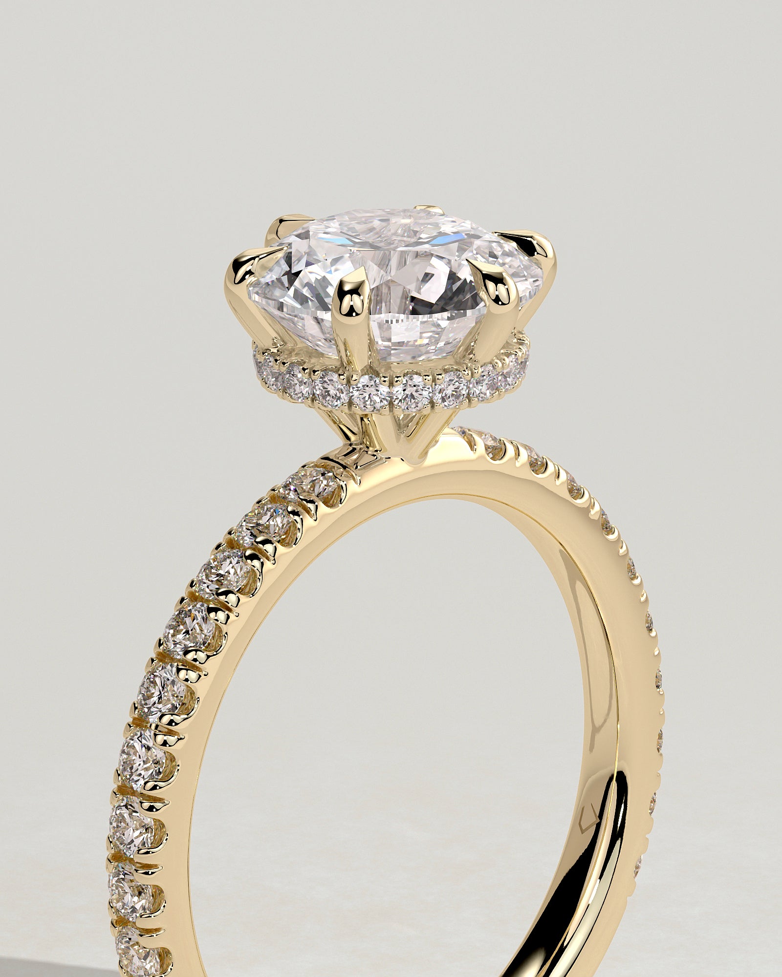 2.0CT Round Lab Grown Diamond Hidden Halo Pave Engagement Ring
