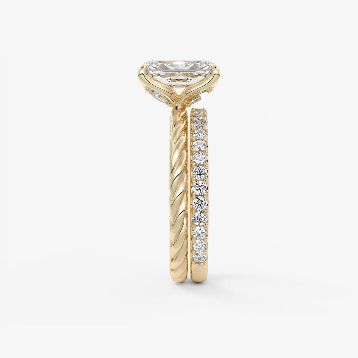 2.0CT Radiant Cut Lab Grown Diamond Twisted Braided Engagement Ring