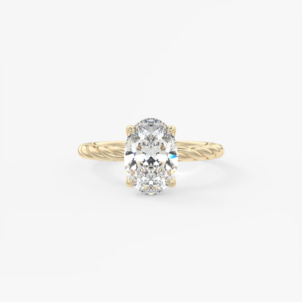 2.0CT Oval Cut Lab Grown Diamond Twisted Braided Engagement Ring