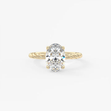 2.0CT Oval Cut Lab Grown Diamond Twisted Braided Engagement Ring