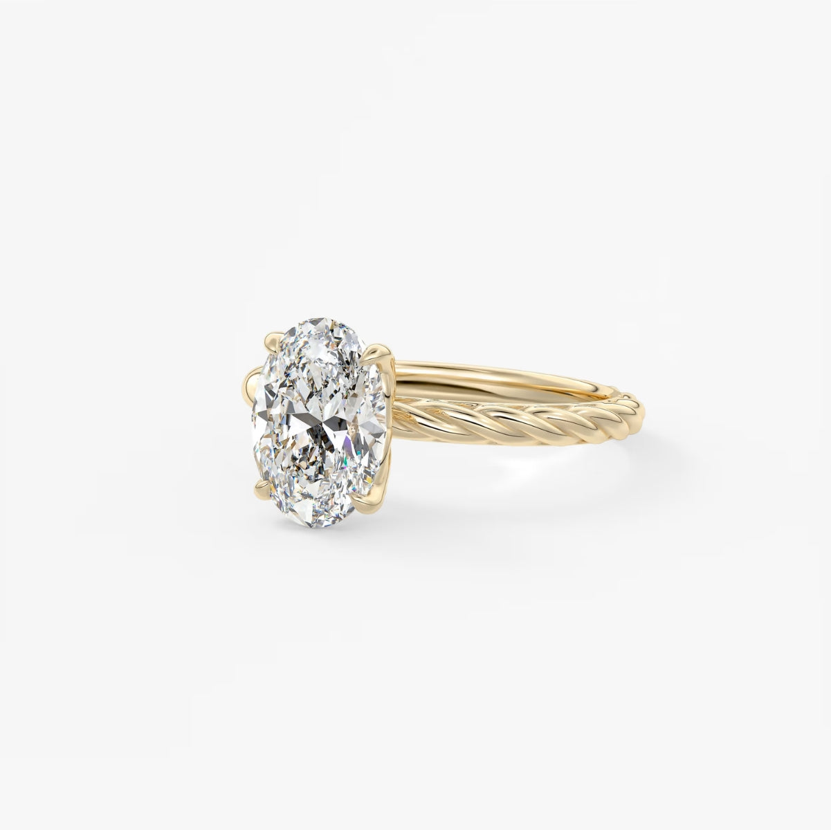 2.0CT Oval Cut Lab Grown Diamond Twisted Braided Engagement Ring