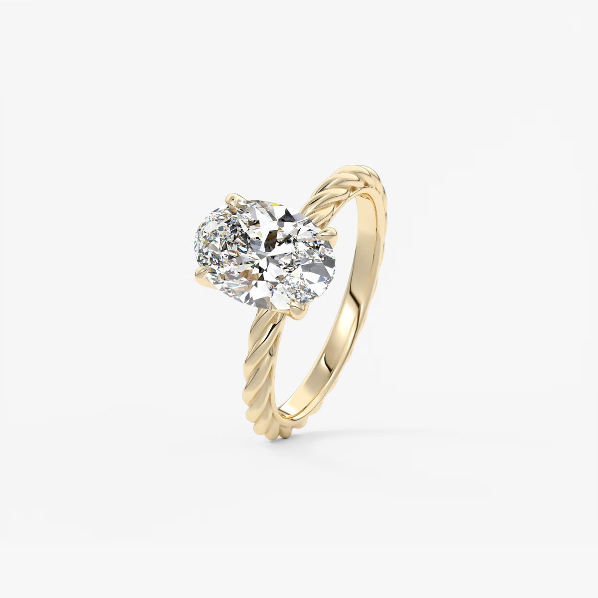 2.0CT Oval Cut Lab Grown Diamond Twisted Braided Engagement Ring