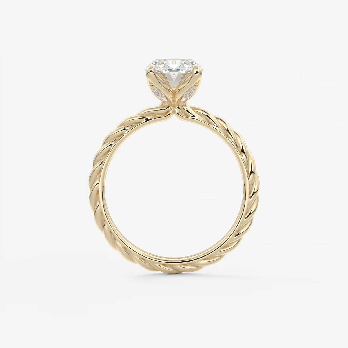 2.0CT Oval Cut Lab Grown Diamond Twisted Braided Engagement Ring