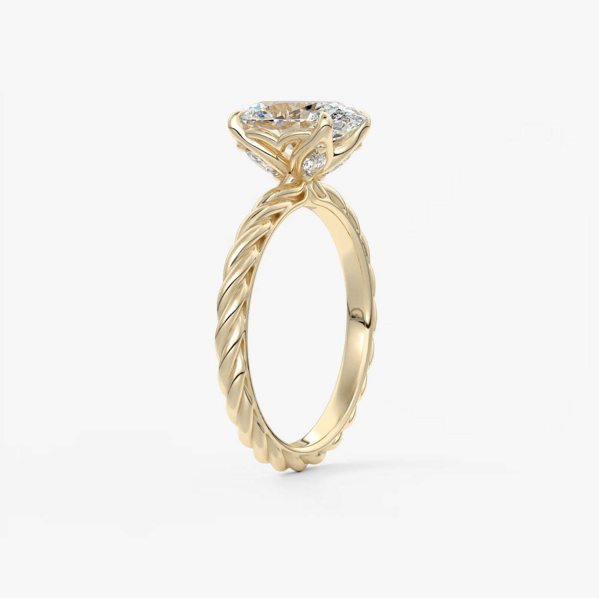2.0CT Oval Cut Lab Grown Diamond Twisted Braided Engagement Ring