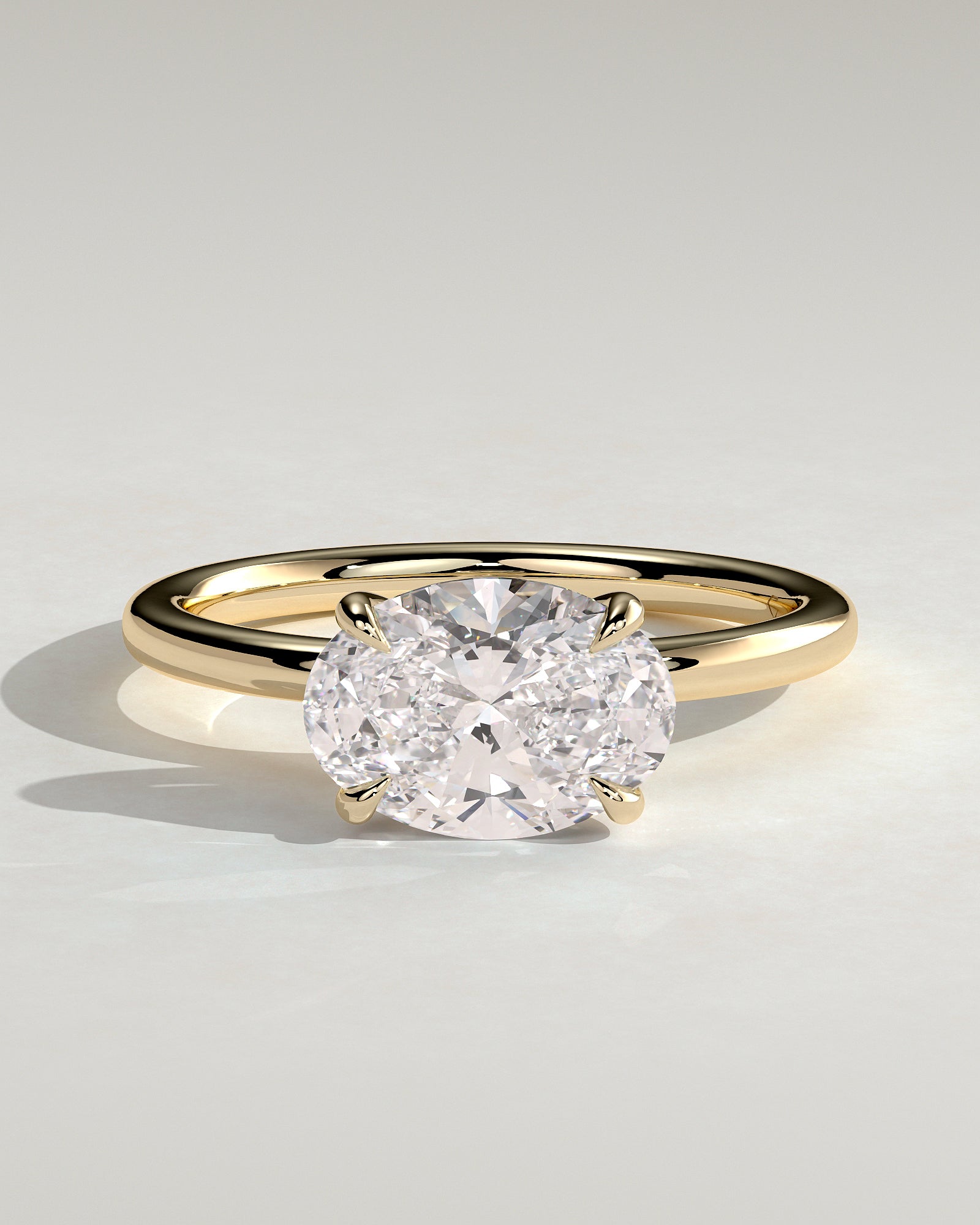 2.0CT East West Oval Lab Grown Diamond Solitaire Engagement Ring
