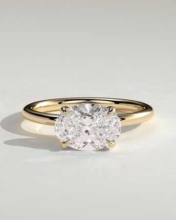 2.0CT East West Oval Lab Grown Diamond Solitaire Engagement Ring