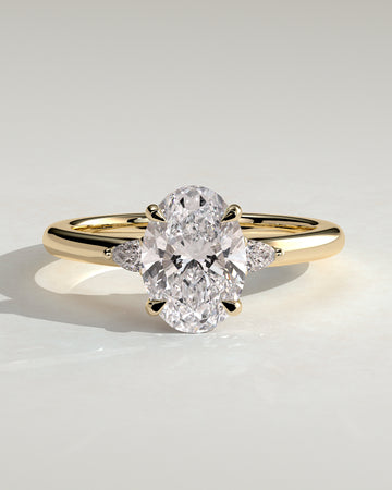 2.0CT Oval Lab Grown Diamond Tulip Three Stone Engagement Ring