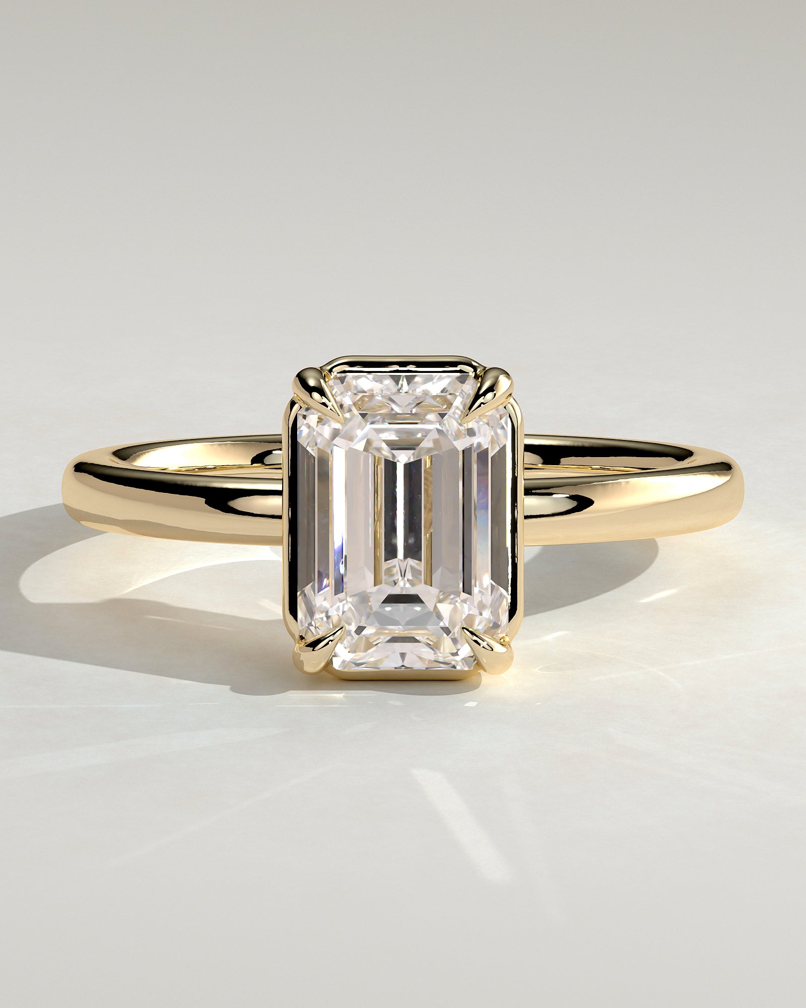 2.0CT Emerald Cut Lab Grown Diamond Solitaire Frame Bezel Engagement Ring