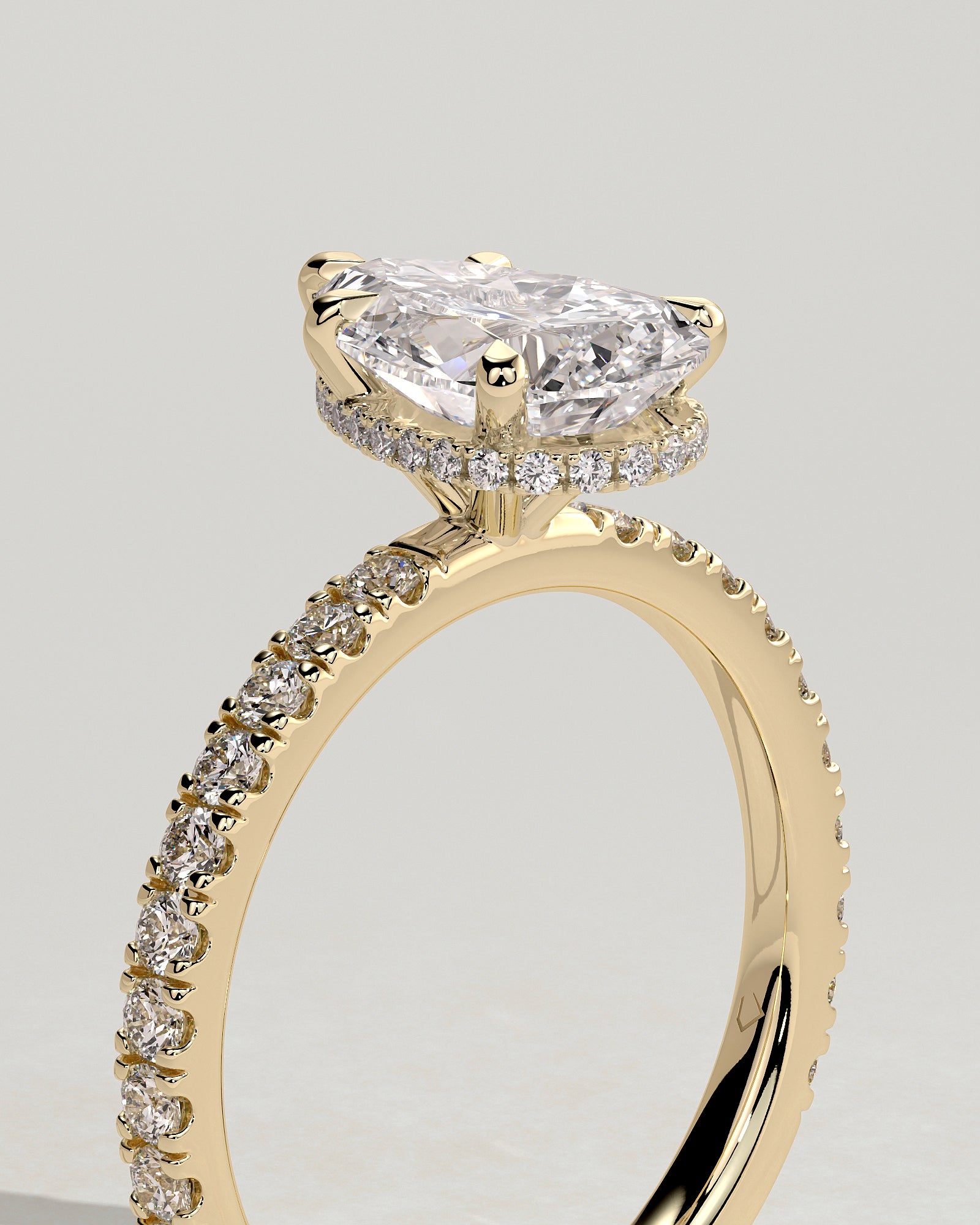 2.0CT Pear Lab Grown Diamond Hidden Halo Pave Engagement Ring