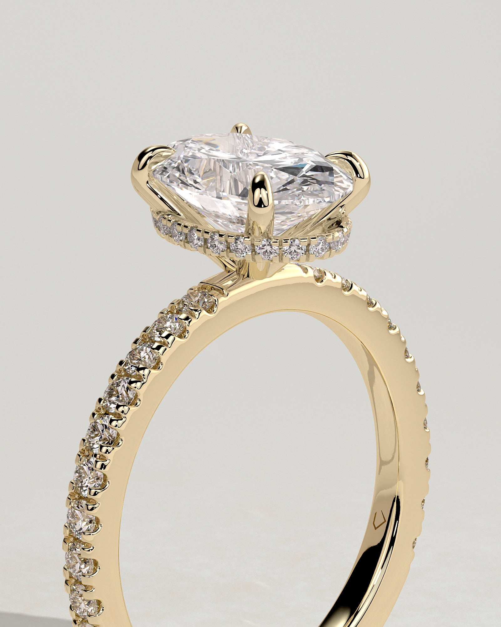 2.0CT Oval Lab Grown Diamond Hidden Halo Pave Engagement Ring
