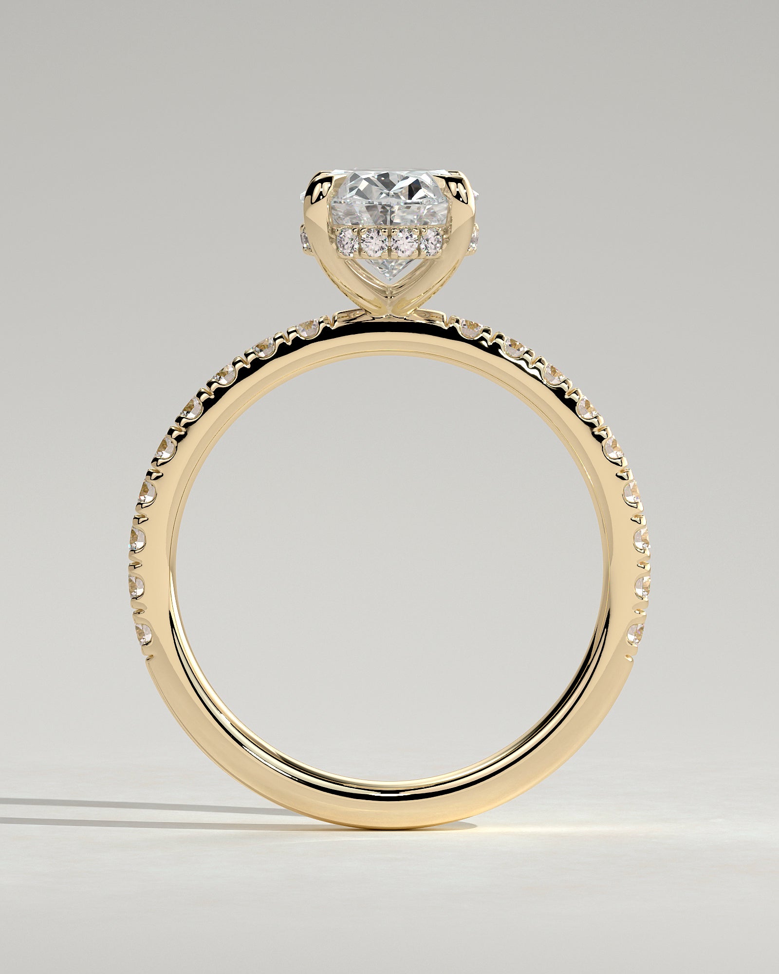 2.0CT Oval Lab Grown Diamond Hidden Halo Pave Engagement Ring